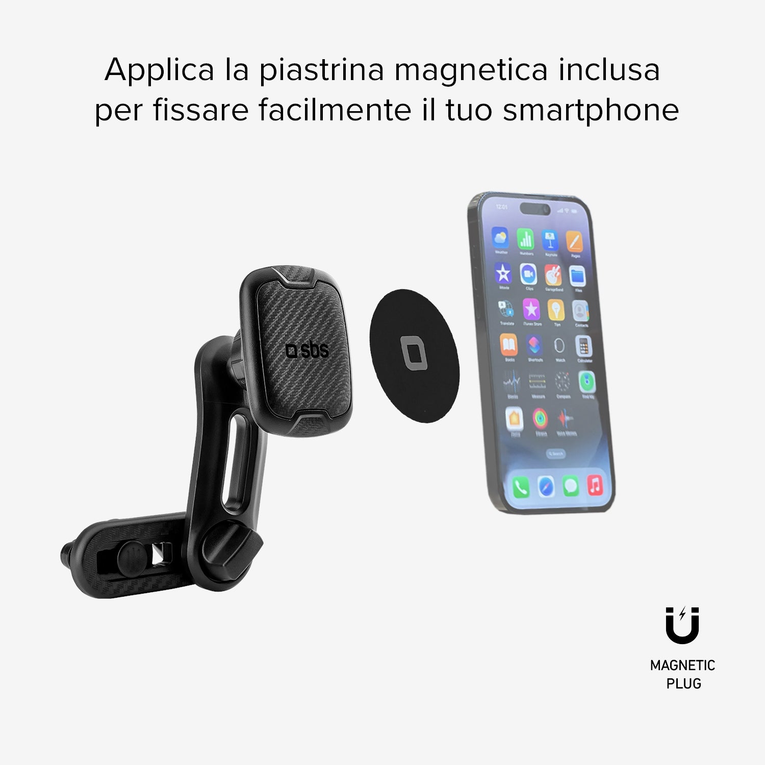Alaska - Supporto auto magnetico per telefono con fissaggio a doppia clip