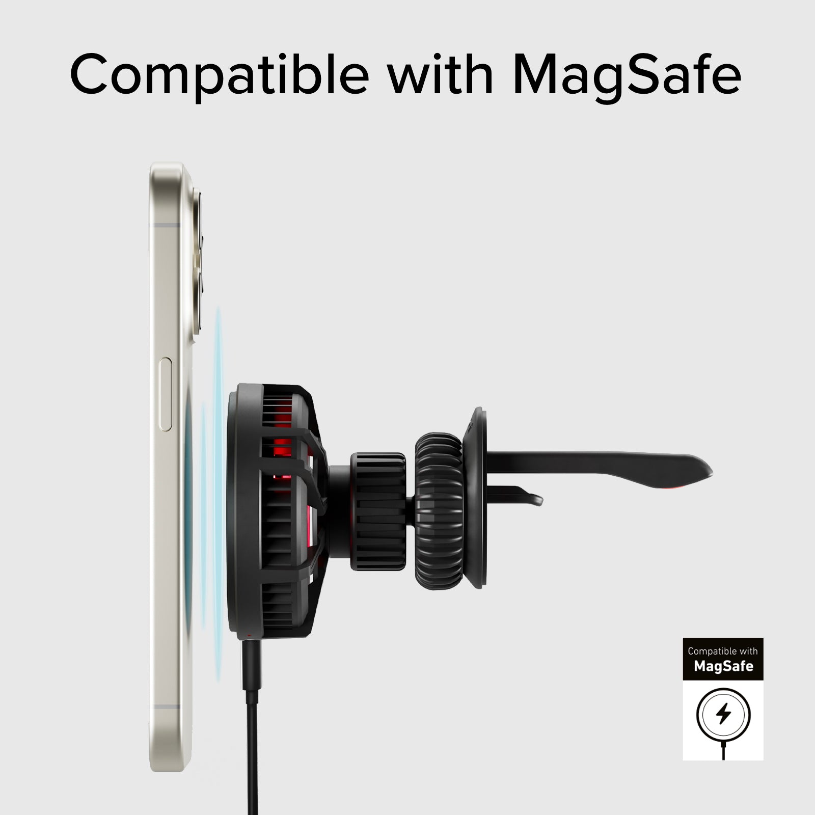 Support de téléphone portable avec ventilateur de refroidissement et chargeur sans fil 15 W