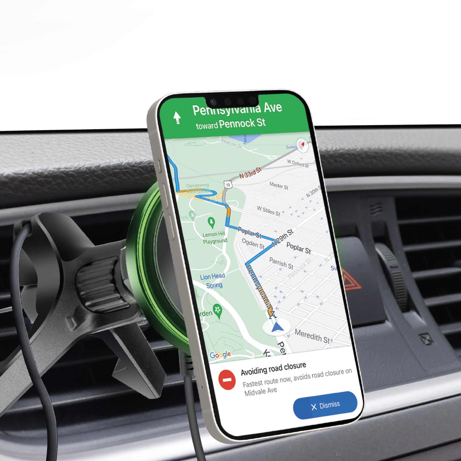 Support de grille d'aération magnétique compatible avec la charge MagSafe
