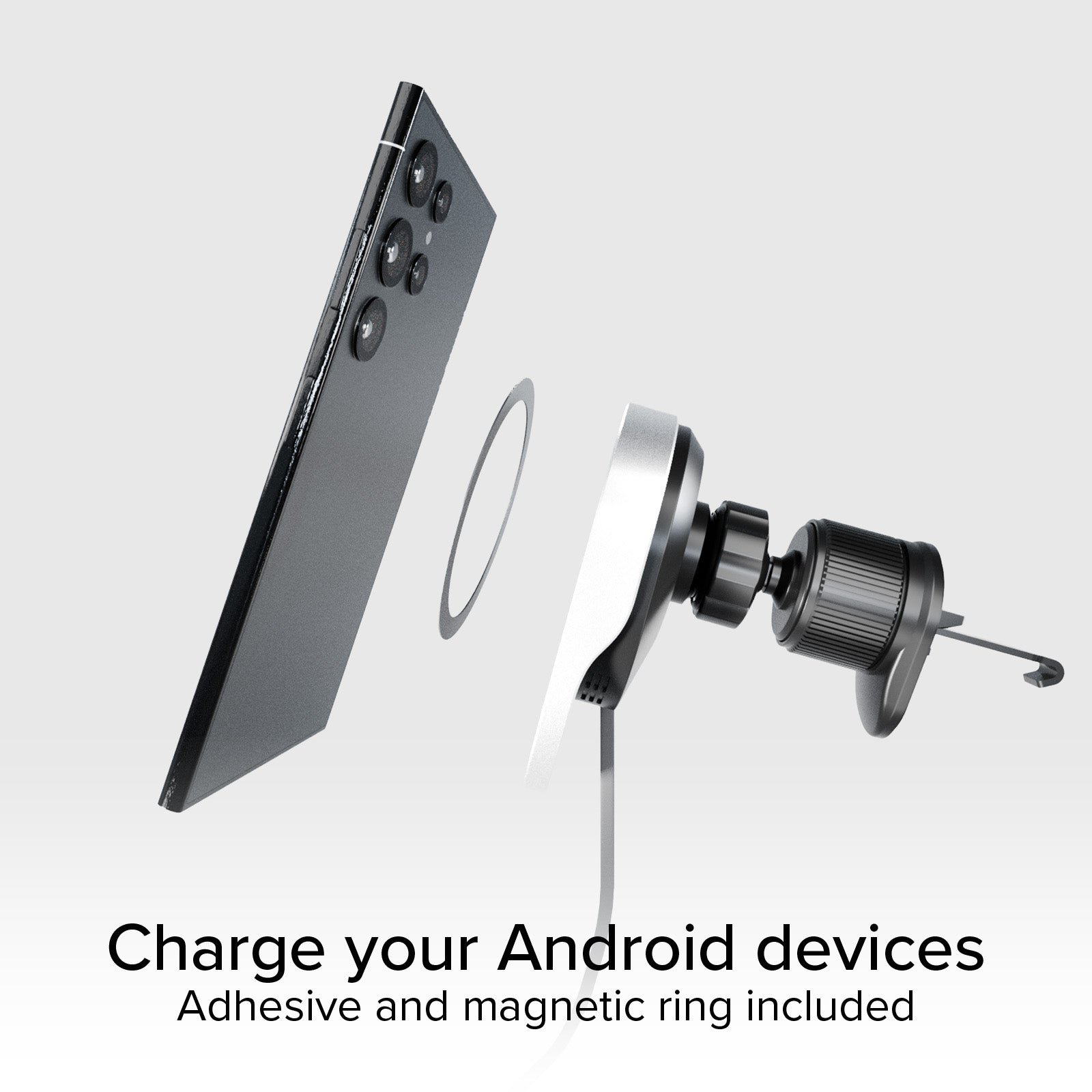 Soporte para vehículo con cable retráctil y carga inalámbrica compatible con MagSafe