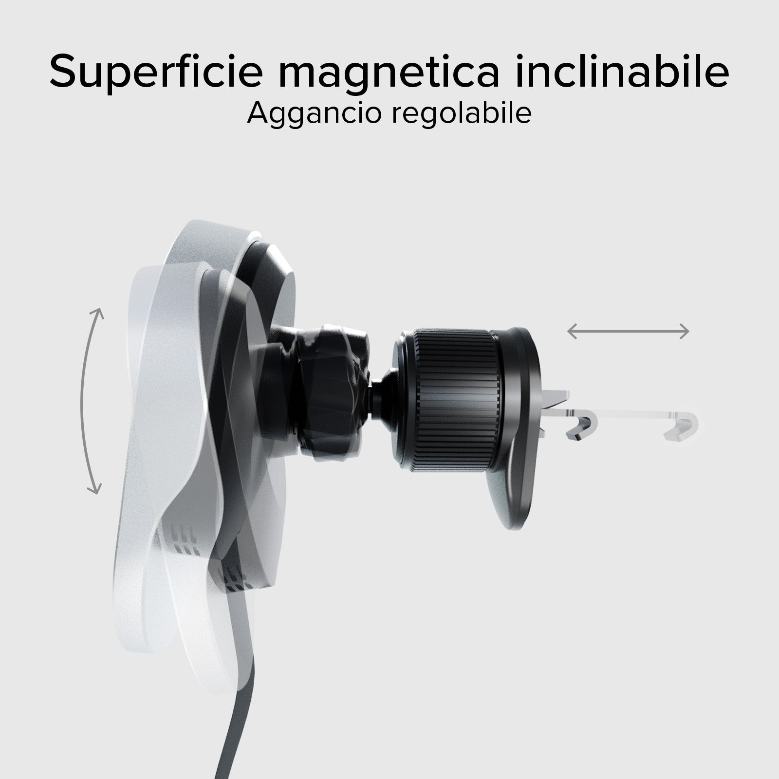 Support voiture avec câble rétractable et recharge sans fil compatible MagSafe