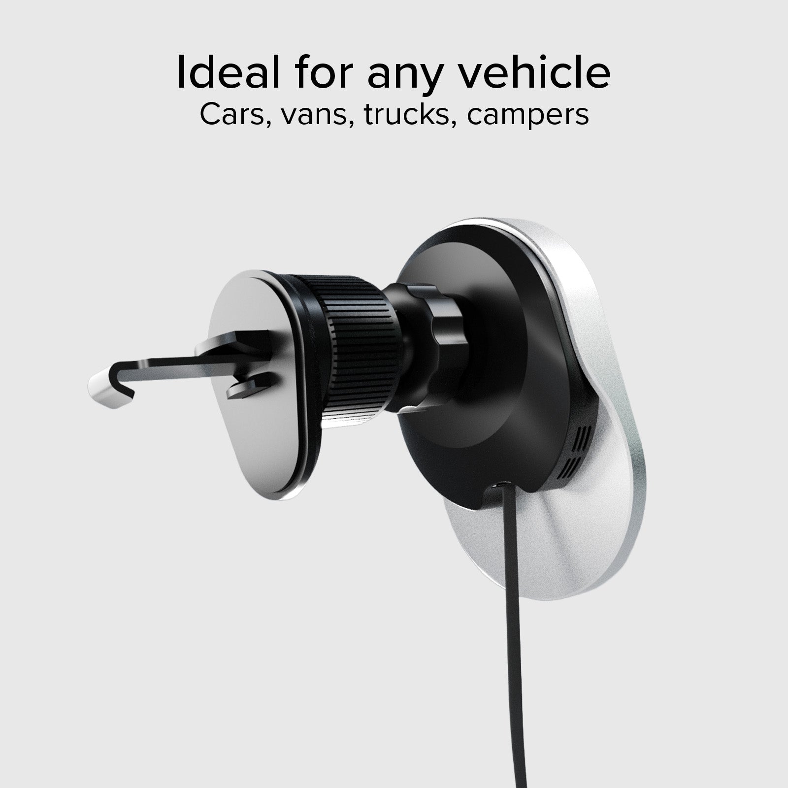 Support voiture avec câble rétractable et recharge sans fil compatible MagSafe
