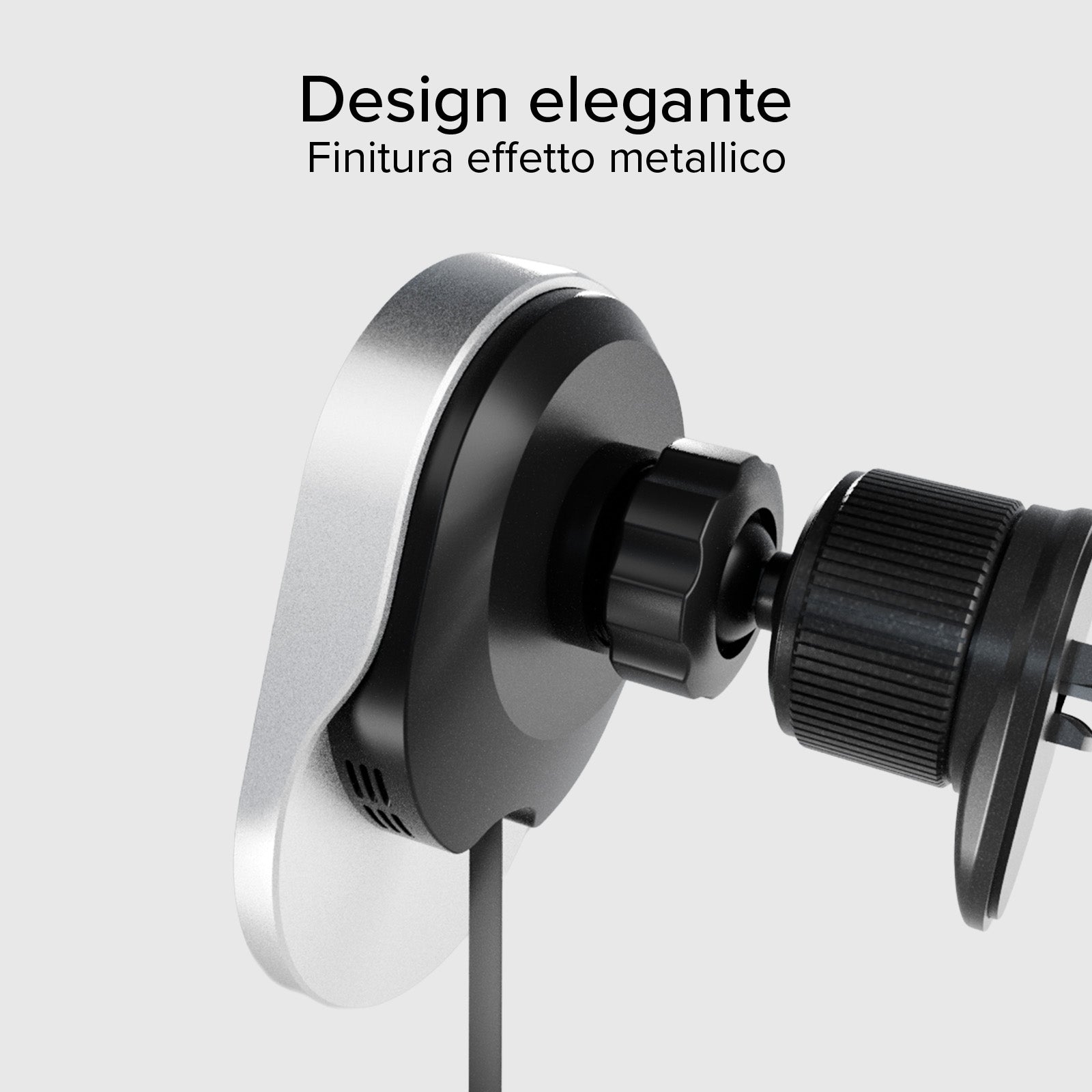 Support voiture avec câble rétractable et recharge sans fil compatible MagSafe