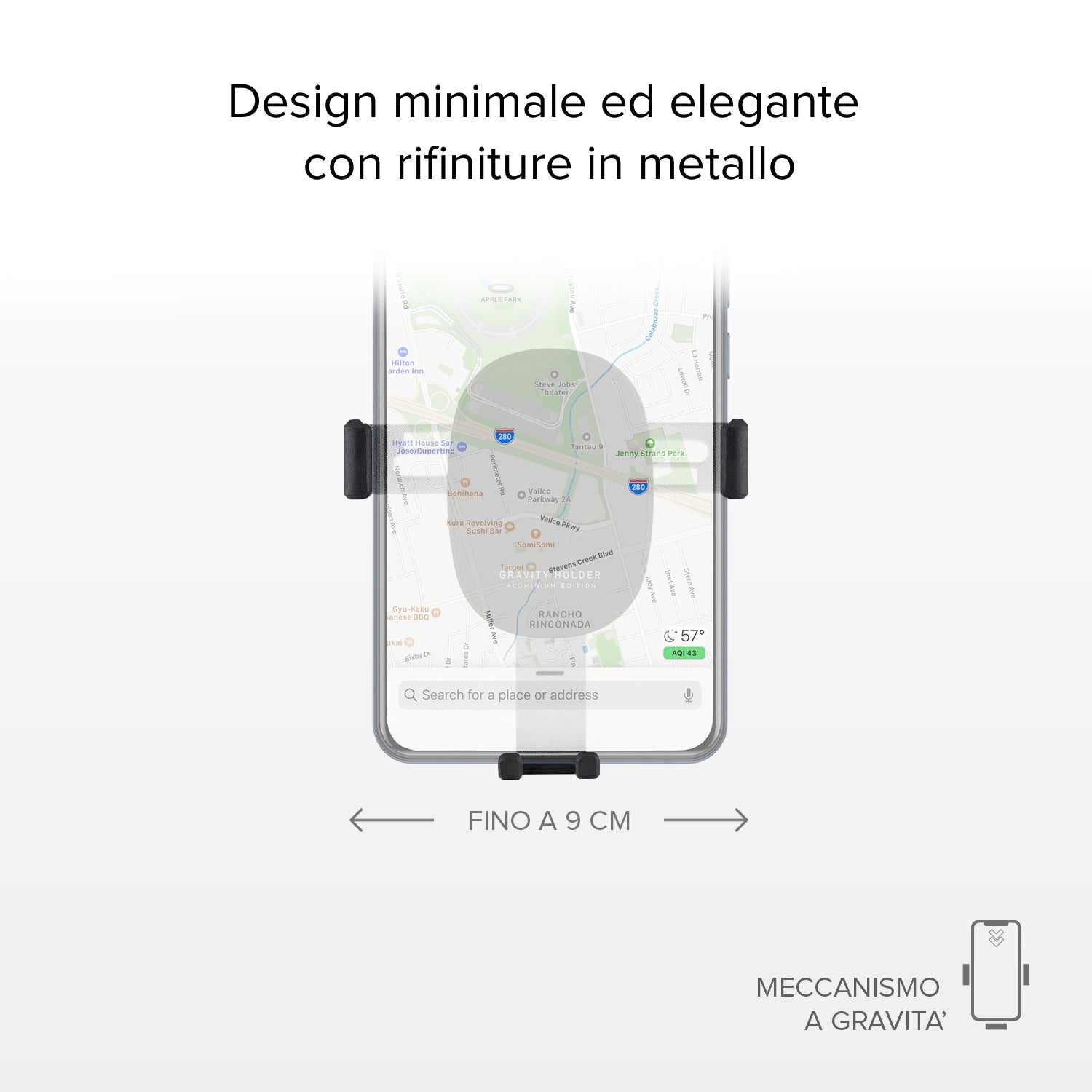 Support pour voiture Gravity avec clip pour grille d'aération