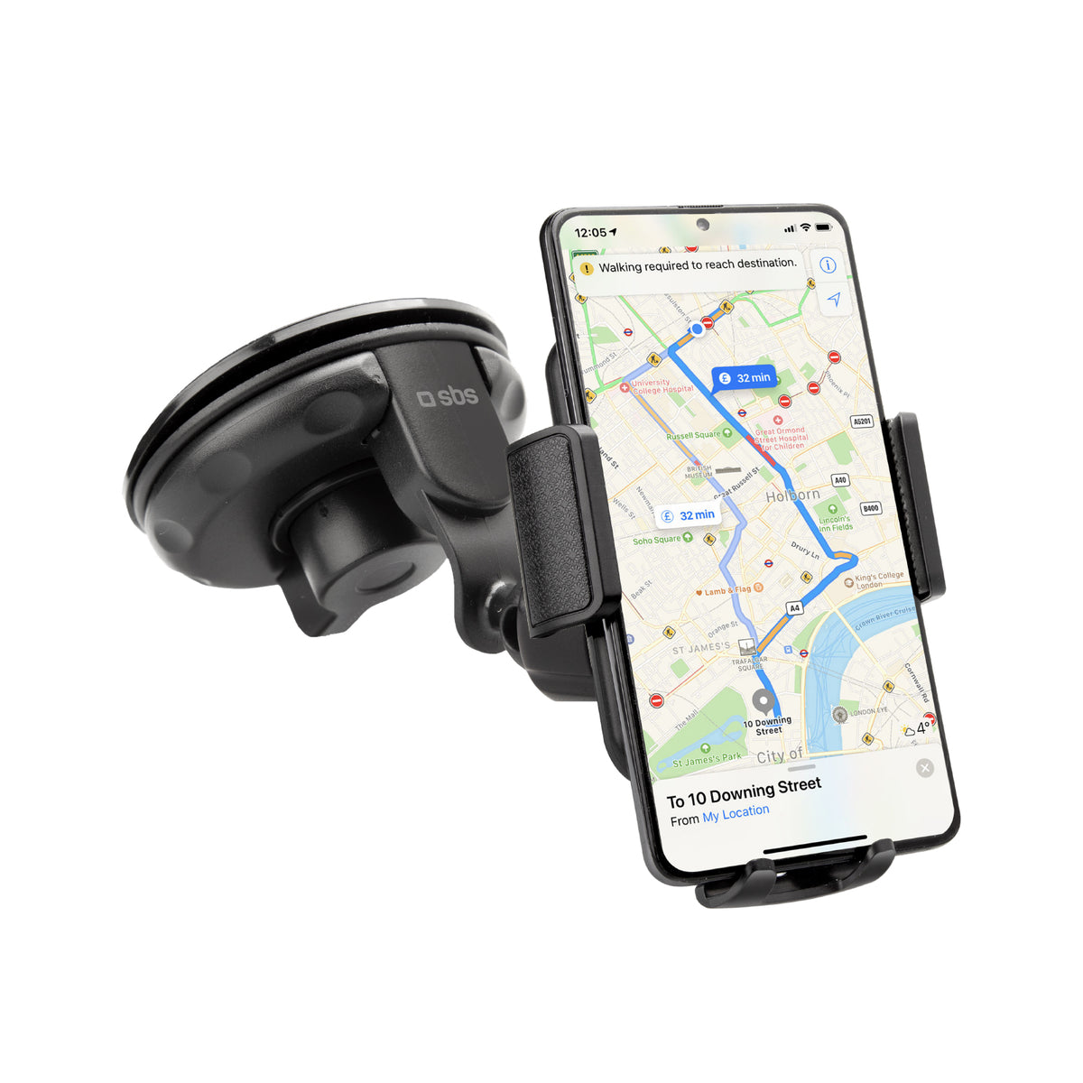 Supporto auto per telefono - fissaggio a ventosa - morsetti regolabili LinQ nero - Italiano