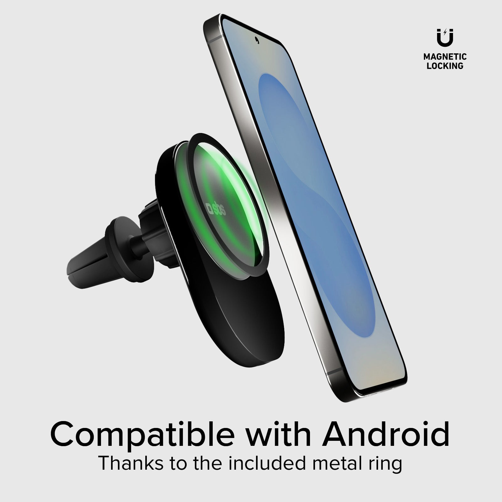 Car mount for iPhones compatible with MagSafe charging