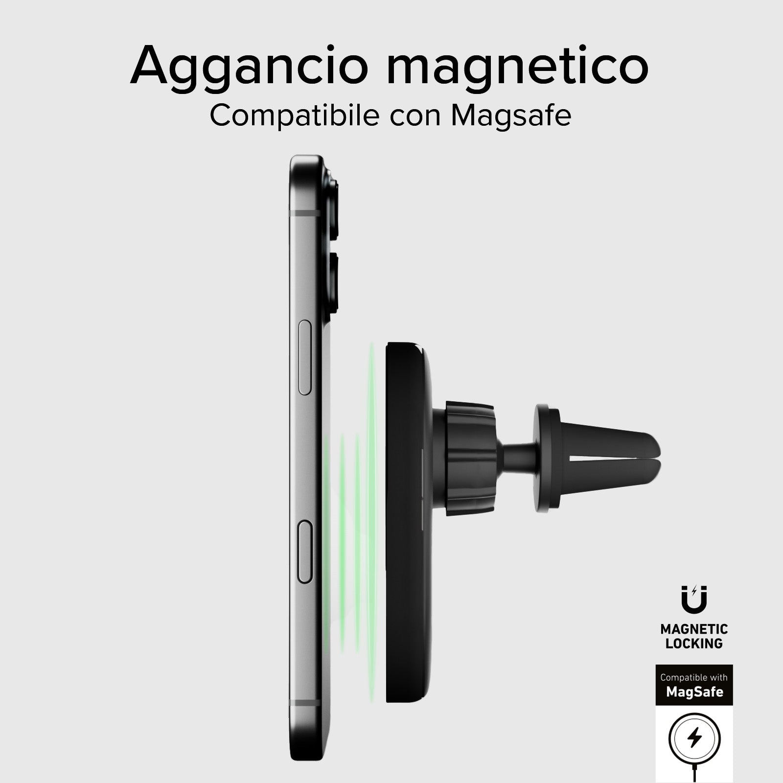 Supporto auto per iPhone compatibili con ricarica MagSafe