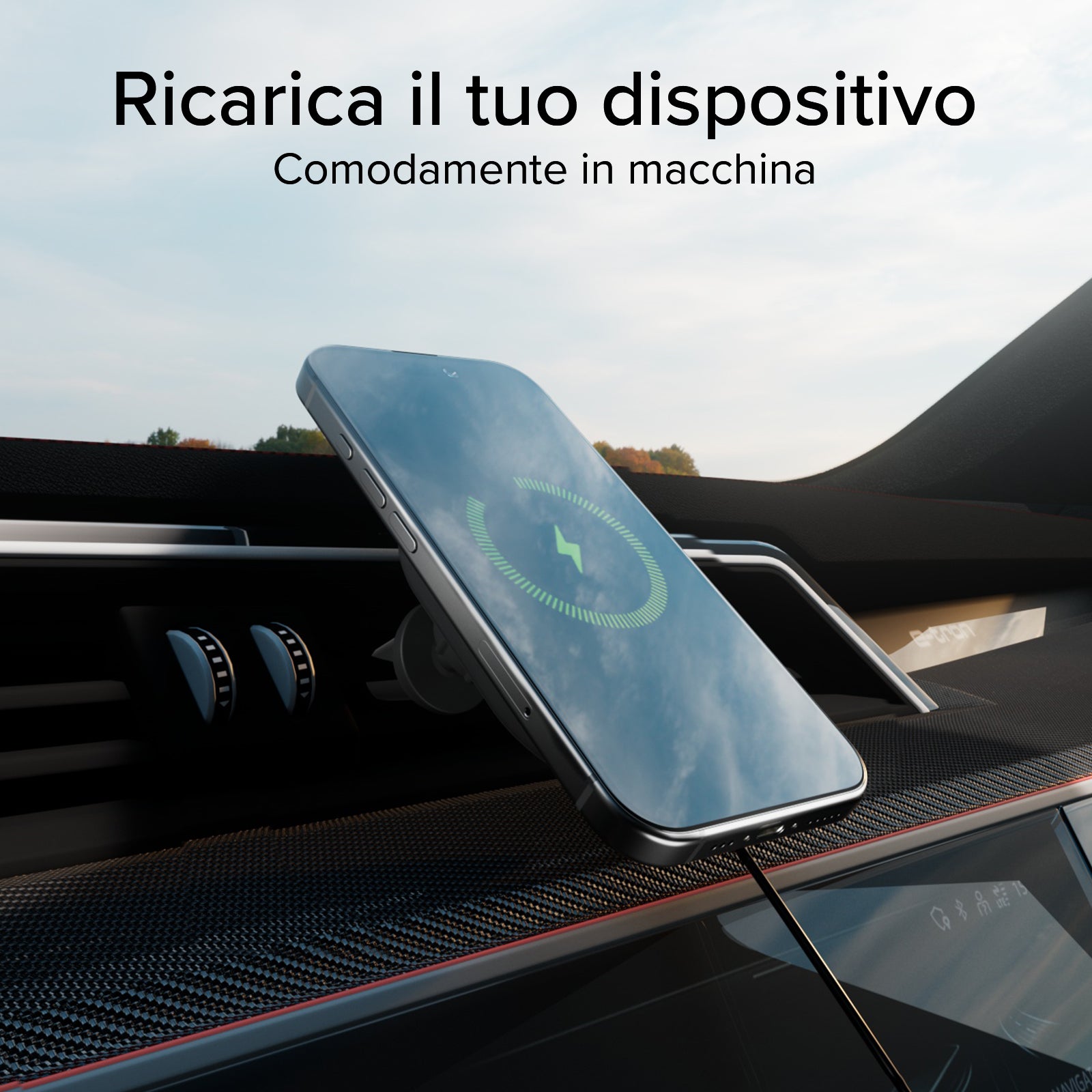 Car mount for iPhones compatible with MagSafe charging