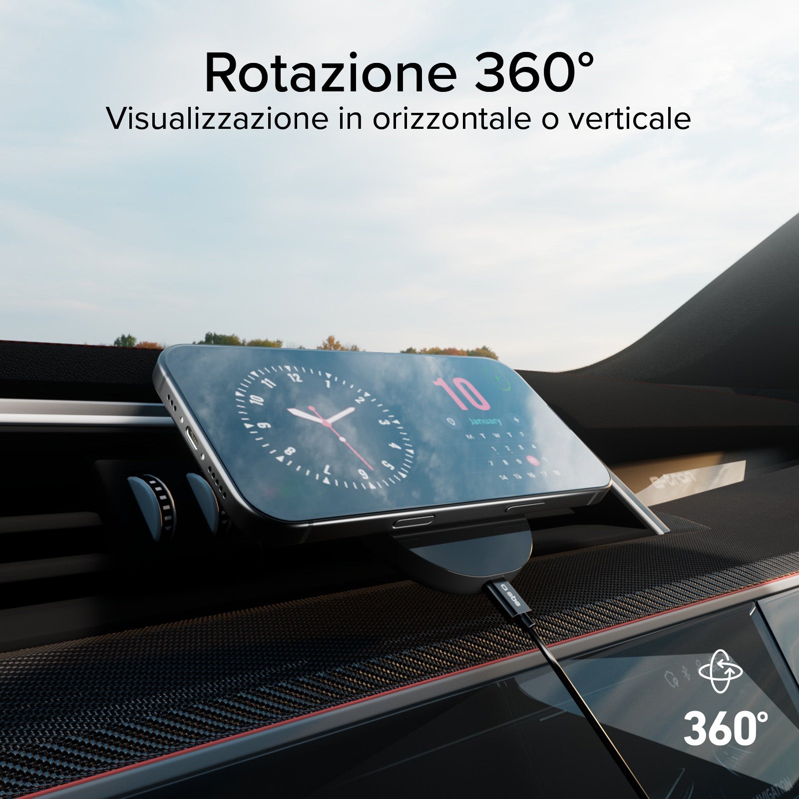 Support voiture pour iPhone compatible avec la charge MagSafe