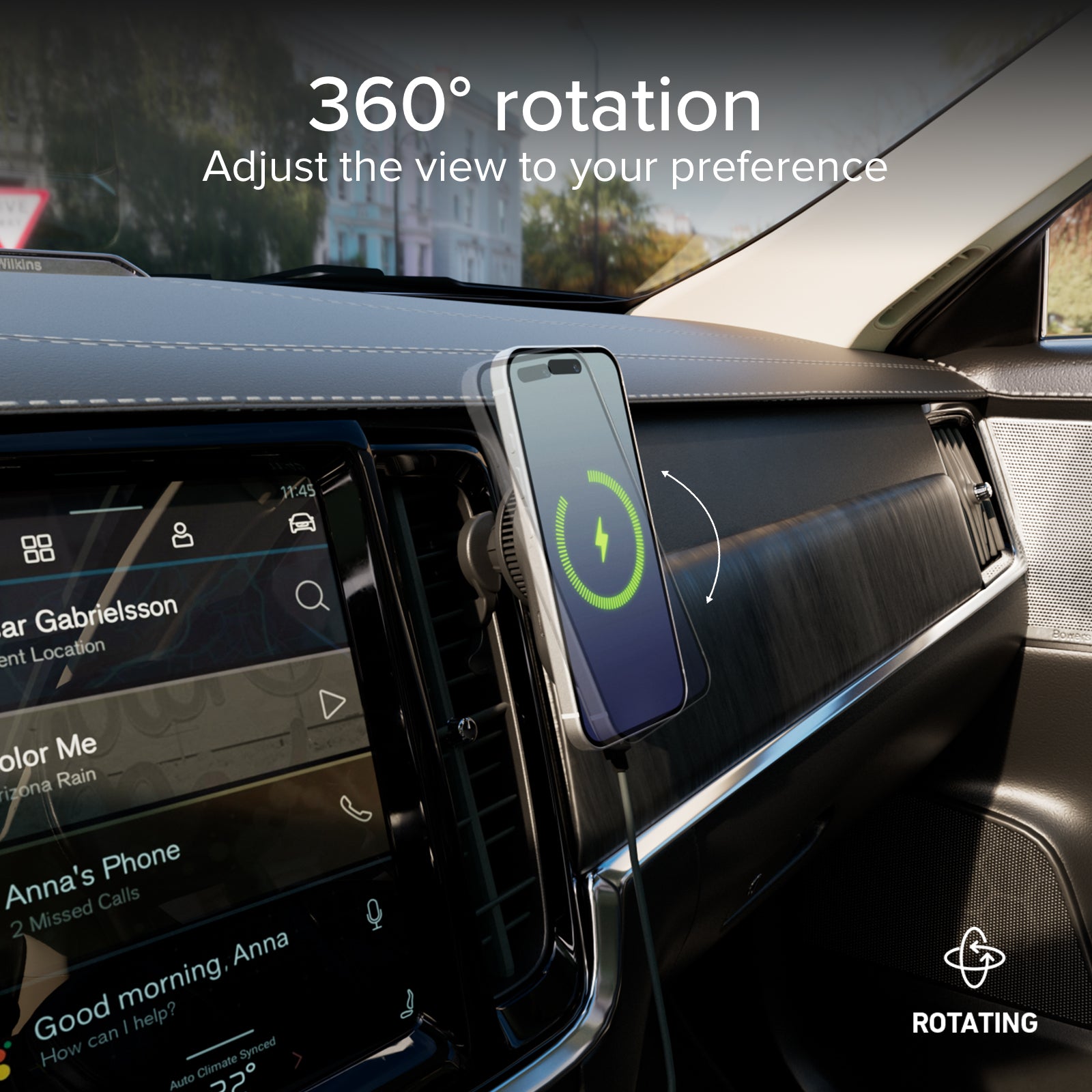 Car Mount with 25 W Qi2.2 Magnetic Charging