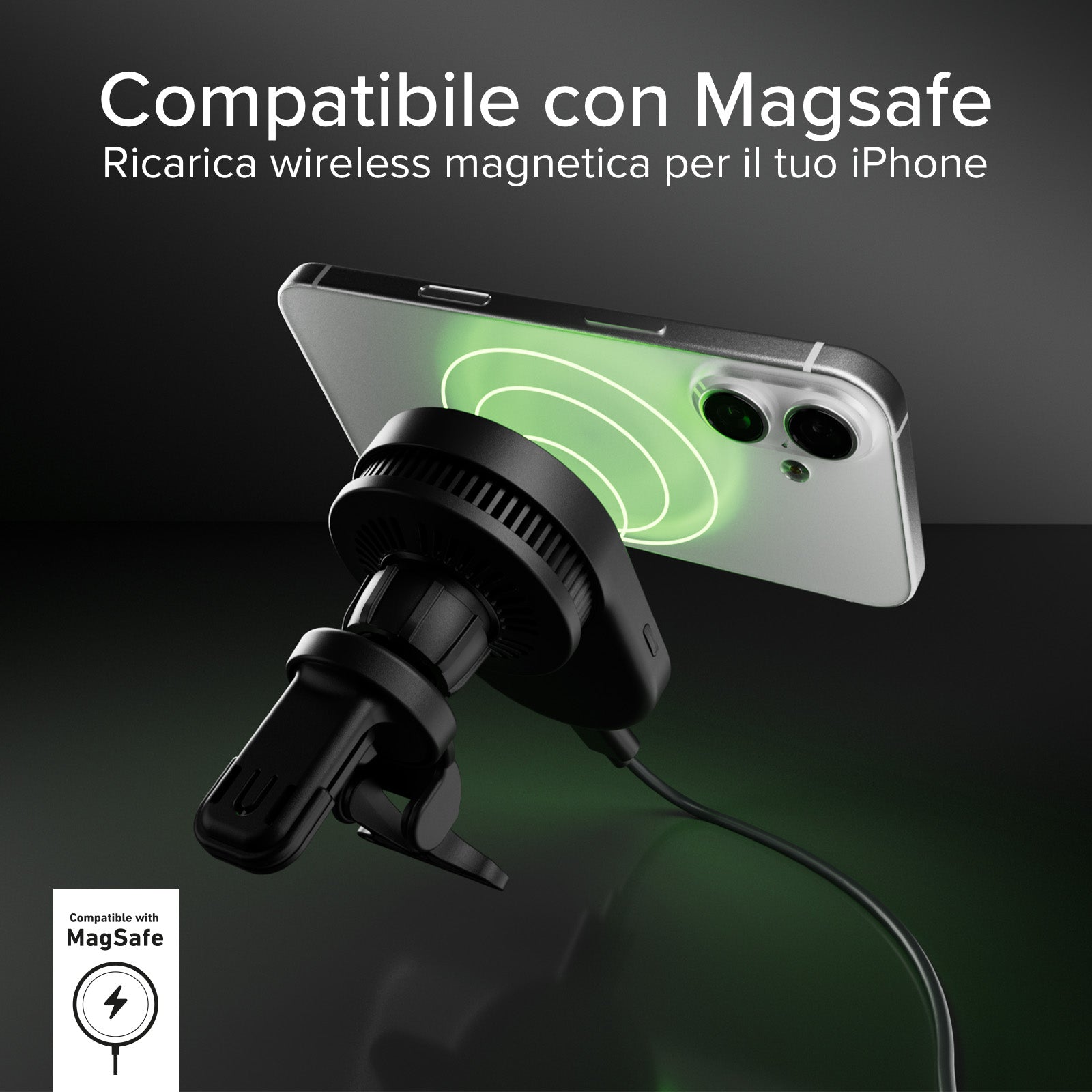 Car Mount with 25 W Qi2.2 Magnetic Charging