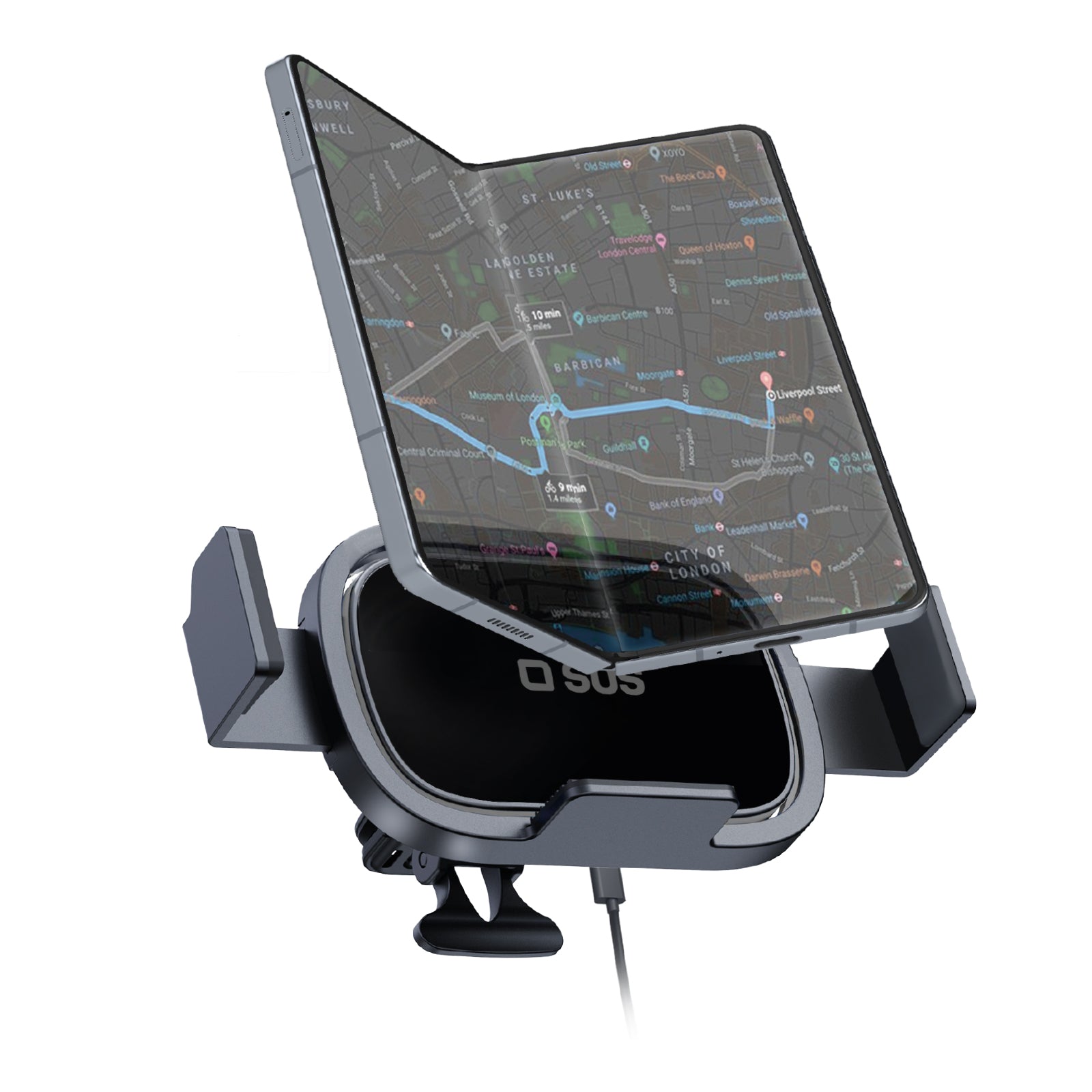 Wireless car phone holder for folding phones SBS