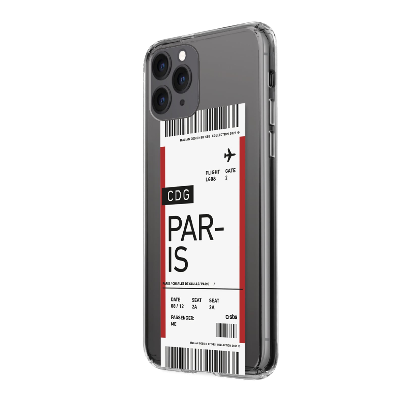 Cover morbida trasparente con texture di biglietto aereo per iPhone 11 Pro