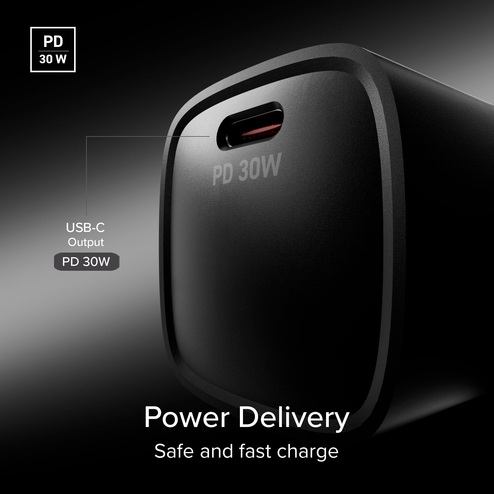Cargador con puerto USB-C, 30W de potencia y enchufe del Reino Unido