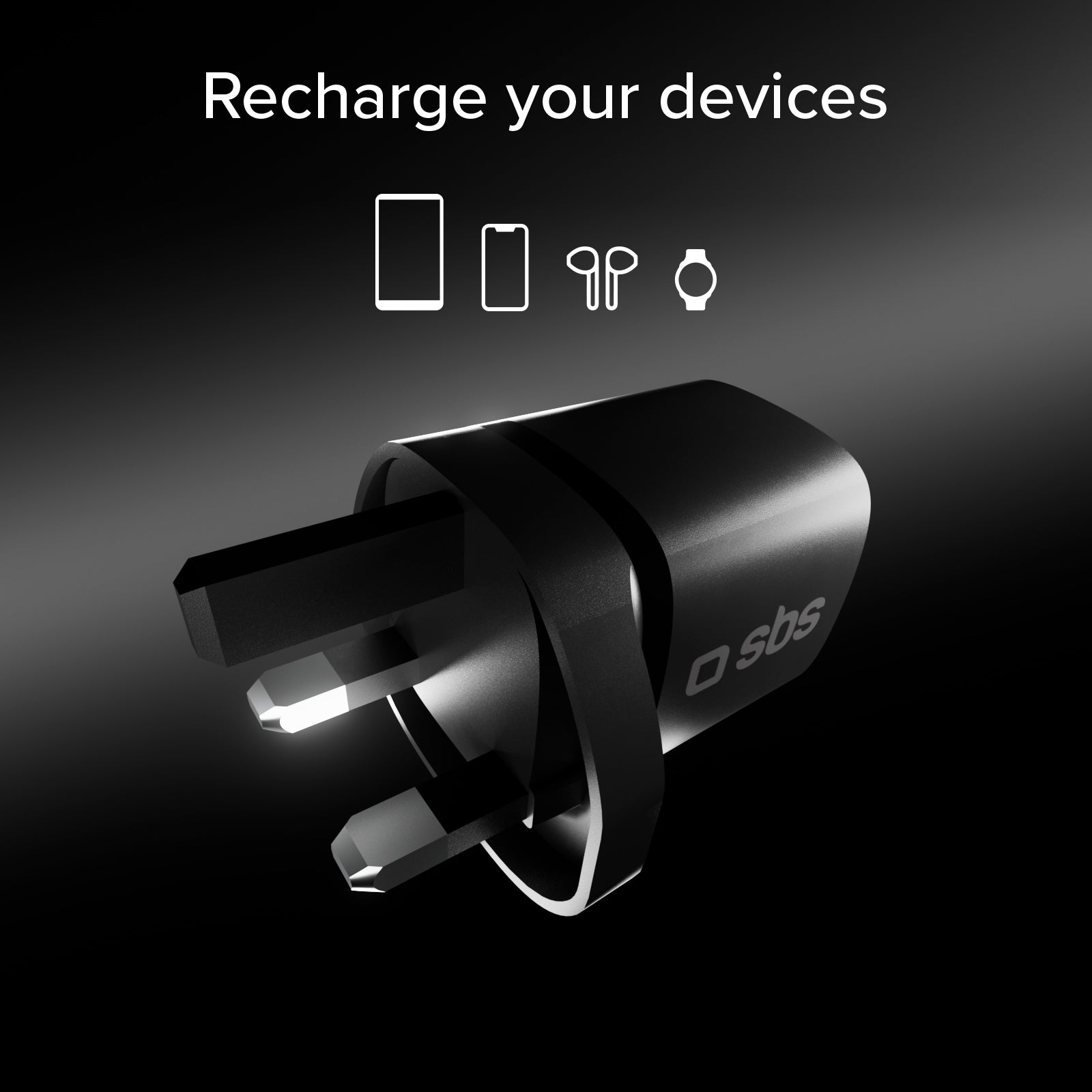 Cargador con puerto USB-C, 30W de potencia y enchufe del Reino Unido