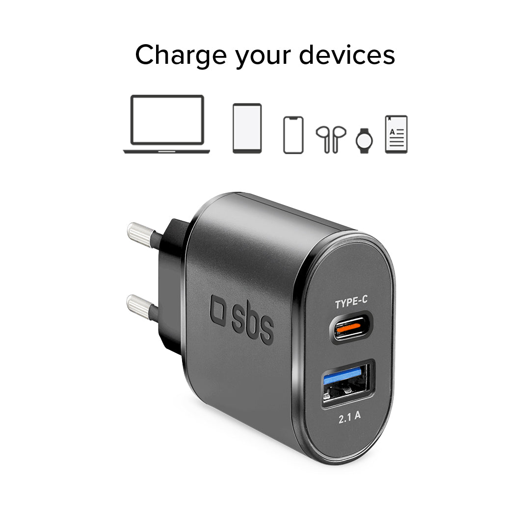 Caricabatterie da viaggio USB-A - USB-C a ricarica rapida