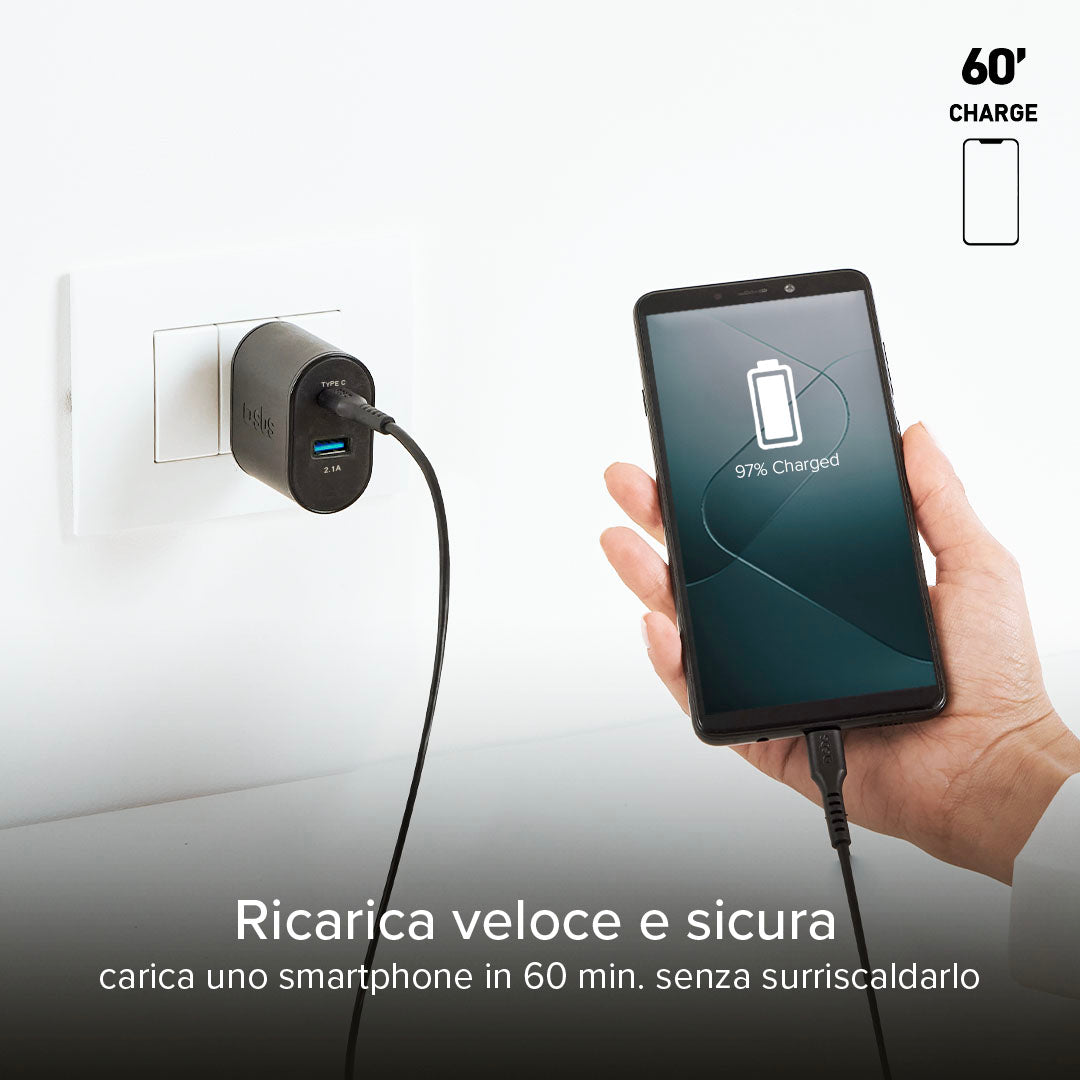 Caricabatterie da viaggio USB-A - USB-C a ricarica rapida