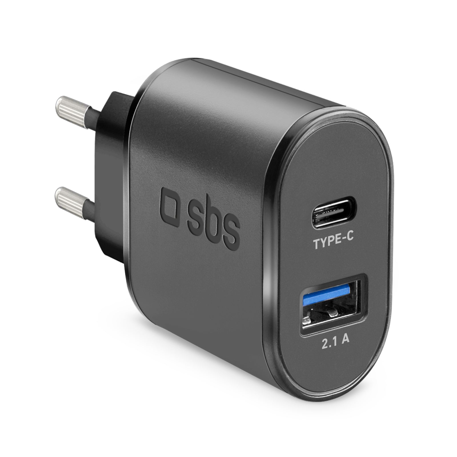 Wall charger with USB and Type-C ports