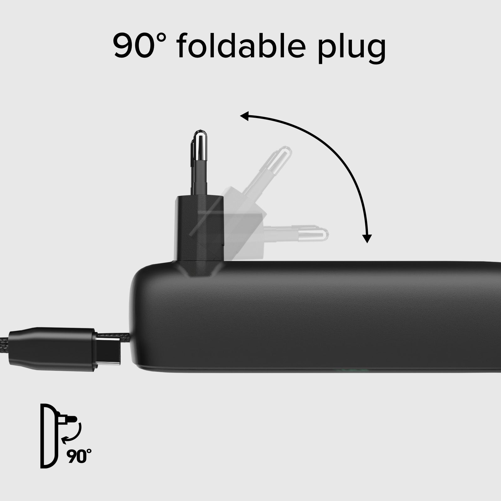 Power bank híbrida 5000 mAh PD 20W con enchufe integrado