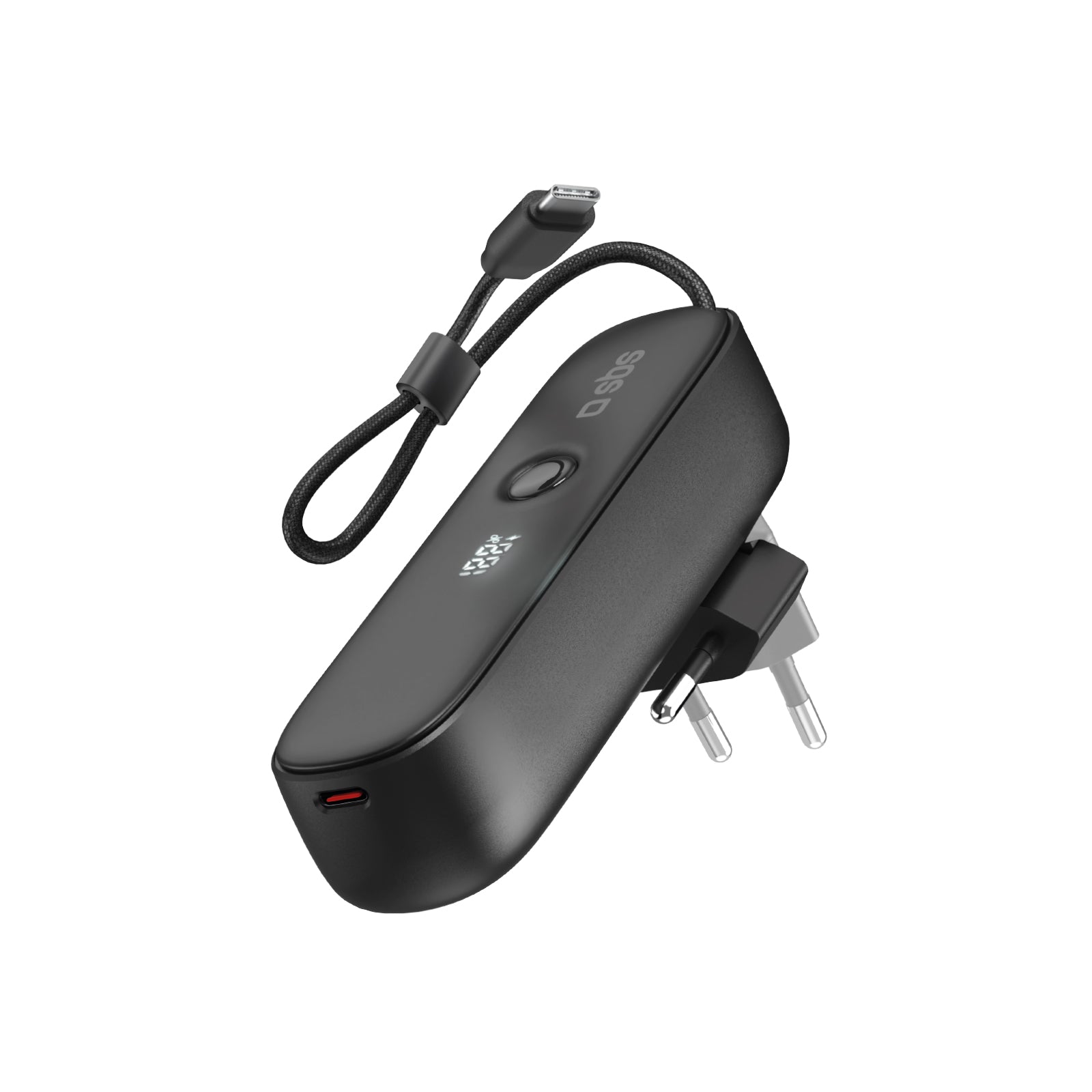 Power bank híbrida 5000 mAh PD 20W con enchufe integrado