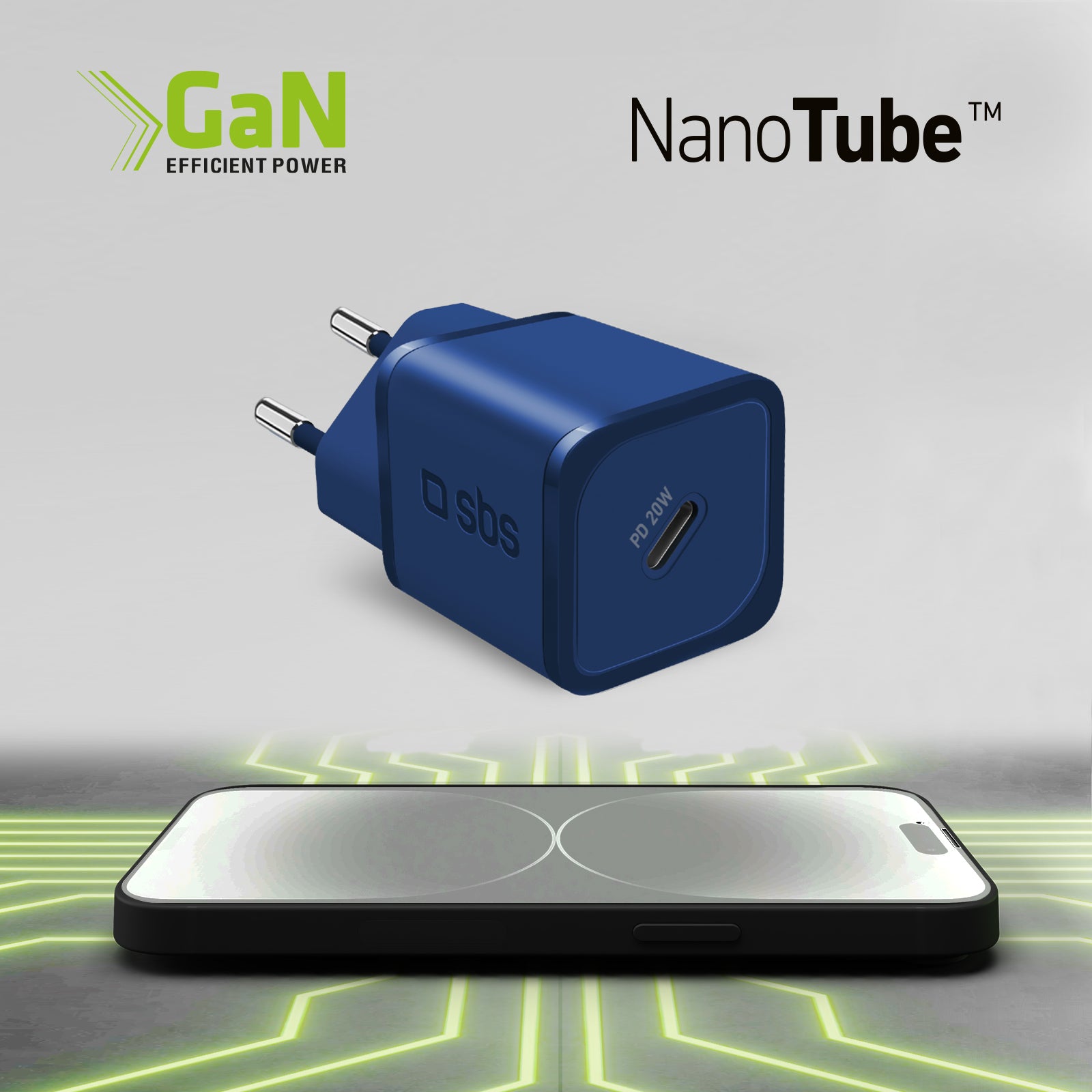 Caricatore caricabatterie ultrarapido GaN da 20 Watt Power Delivery