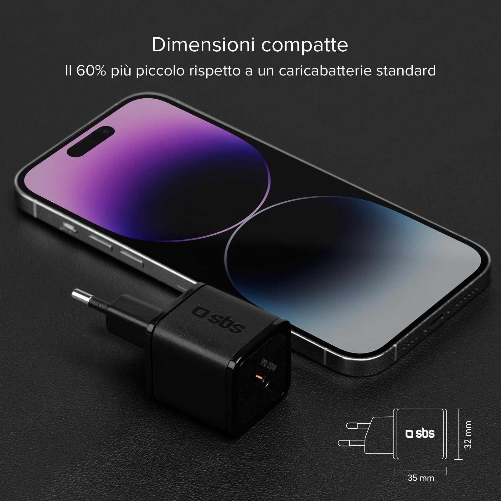 Caricatore caricabatterie ultrarapido GaN da 20 Watt Power Delivery