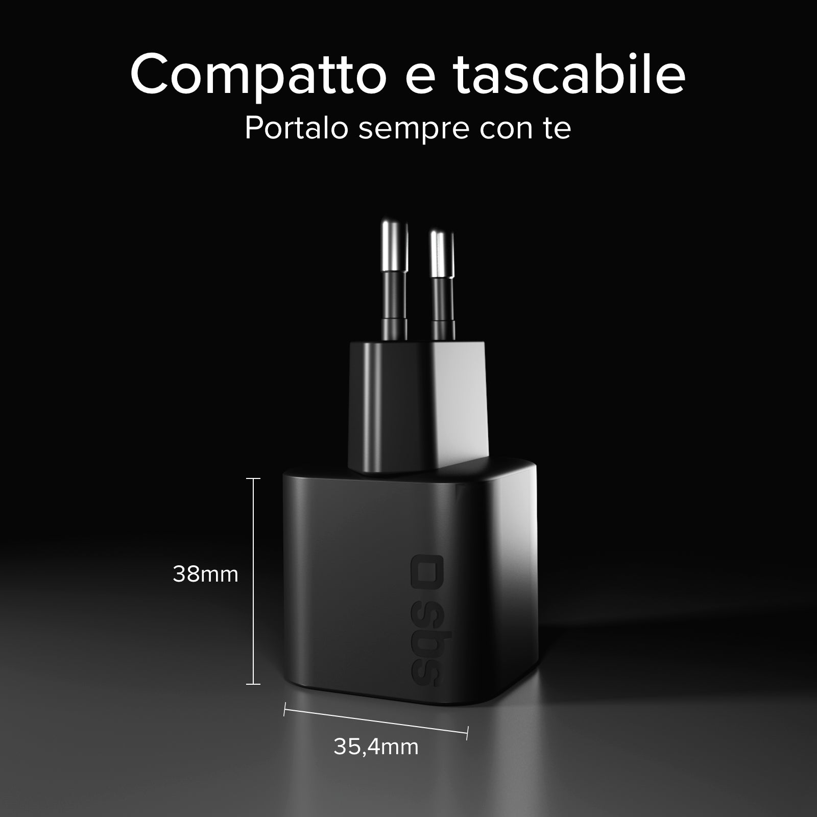 Cargador de pared USB-C 20W GaN PD 3.0 mini size para smartphones y tablets