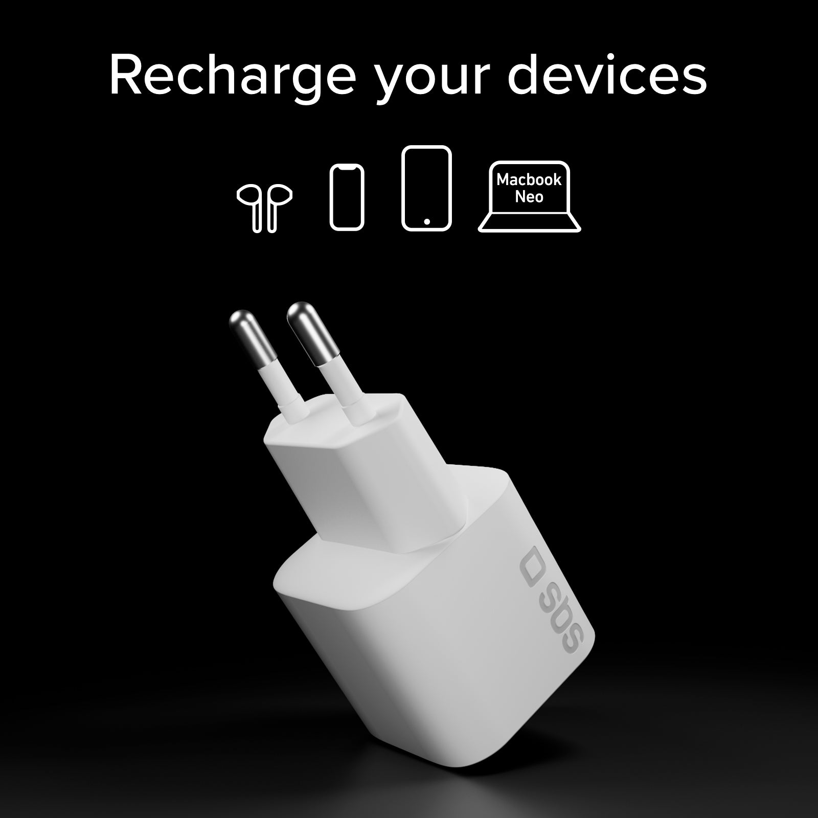 Caricatore da muro USB-C 20W GaN PD 3.0 mini size per smartphone e tablet