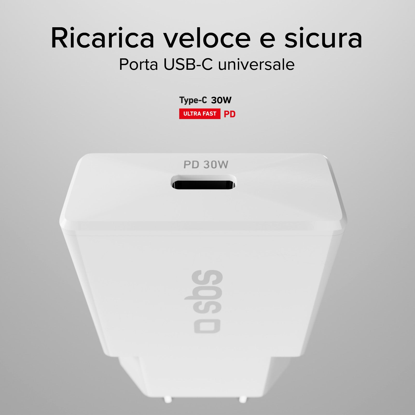 Caricatore caricabatterie 30W Power Delivery ultra slim