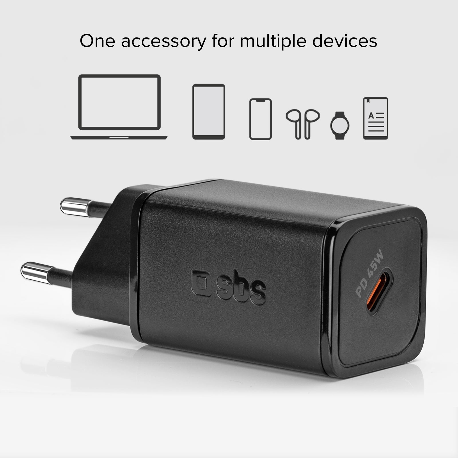 Caricabatterie da muro GaN, 1 uscita USB-C PD 45W