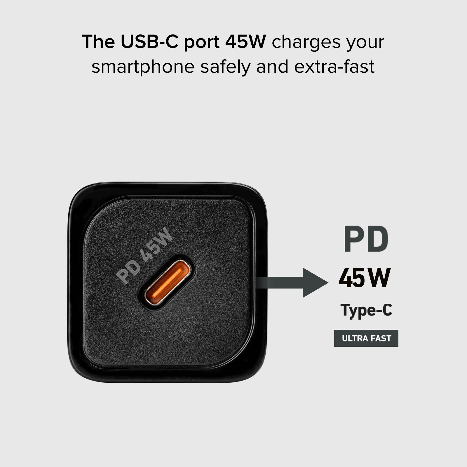 Caricabatterie da muro GaN, 1 uscita USB-C PD 45W