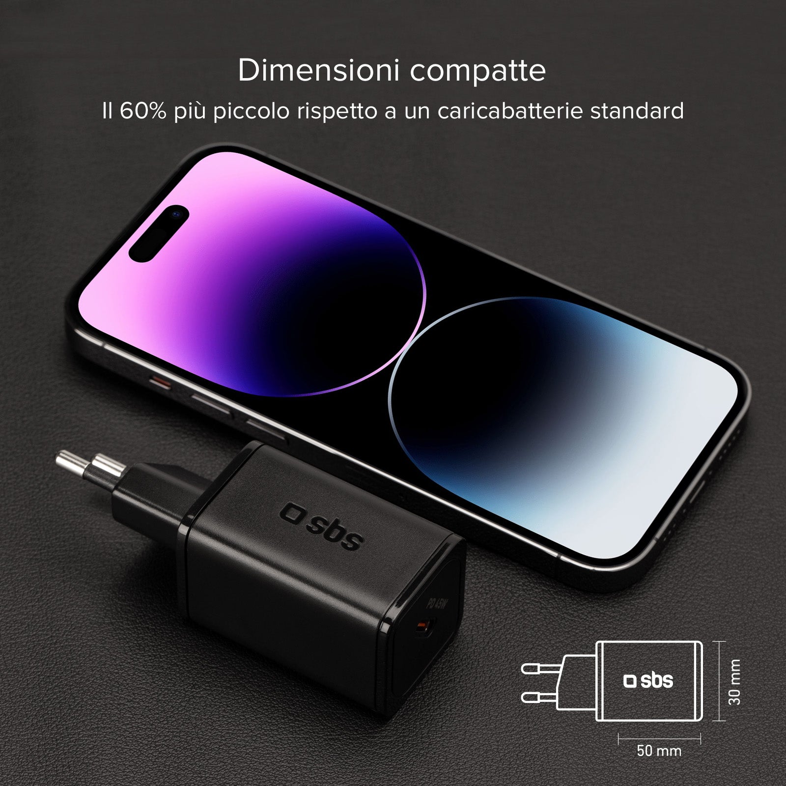 Caricabatterie da muro GaN, 1 uscita USB-C PD 45W