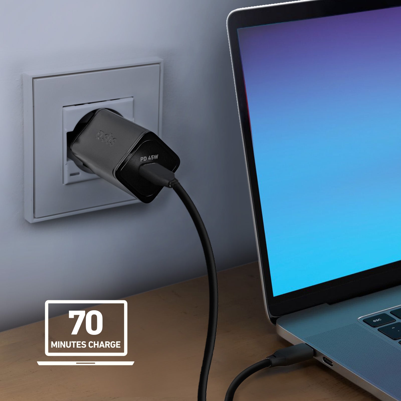 Caricabatterie da muro GaN, 1 uscita USB-C PD 45W