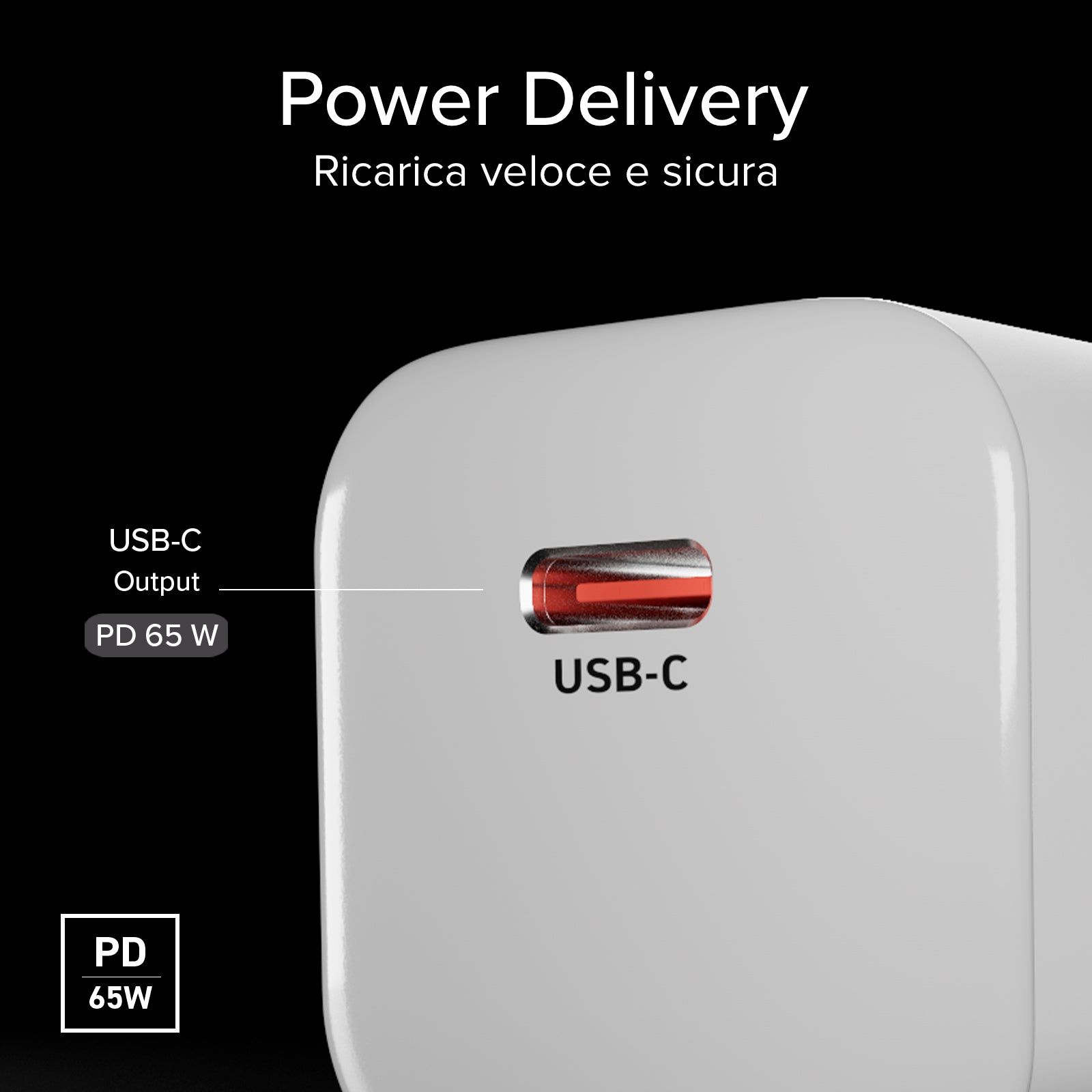 Caricatore USB‑C 65W GaN PD 3.0