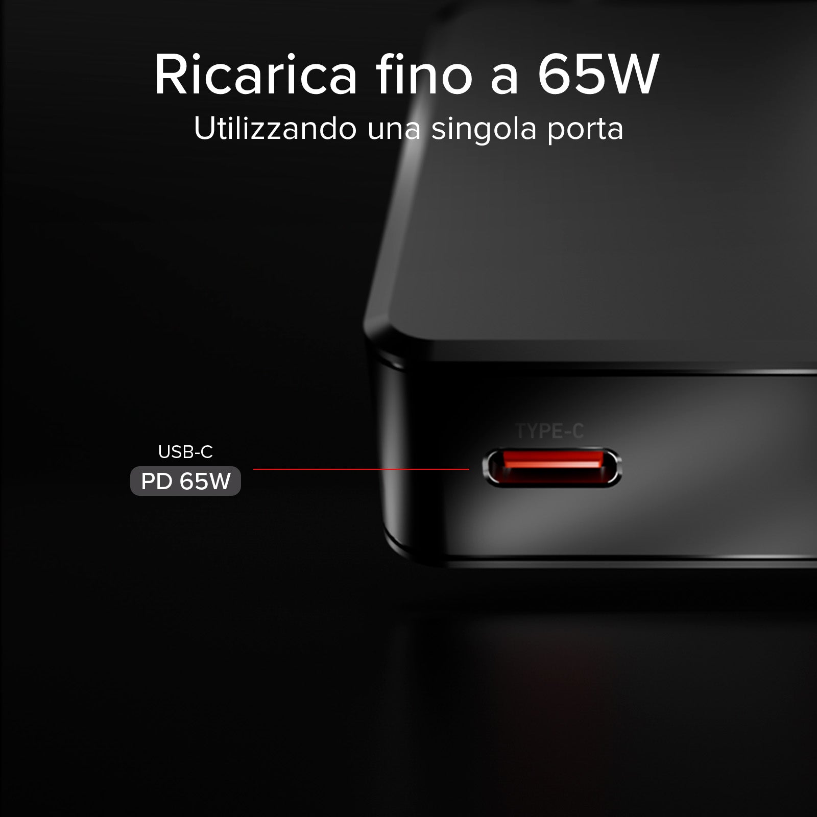 Ultra-Slim 65W USB-C wall charger with dual output