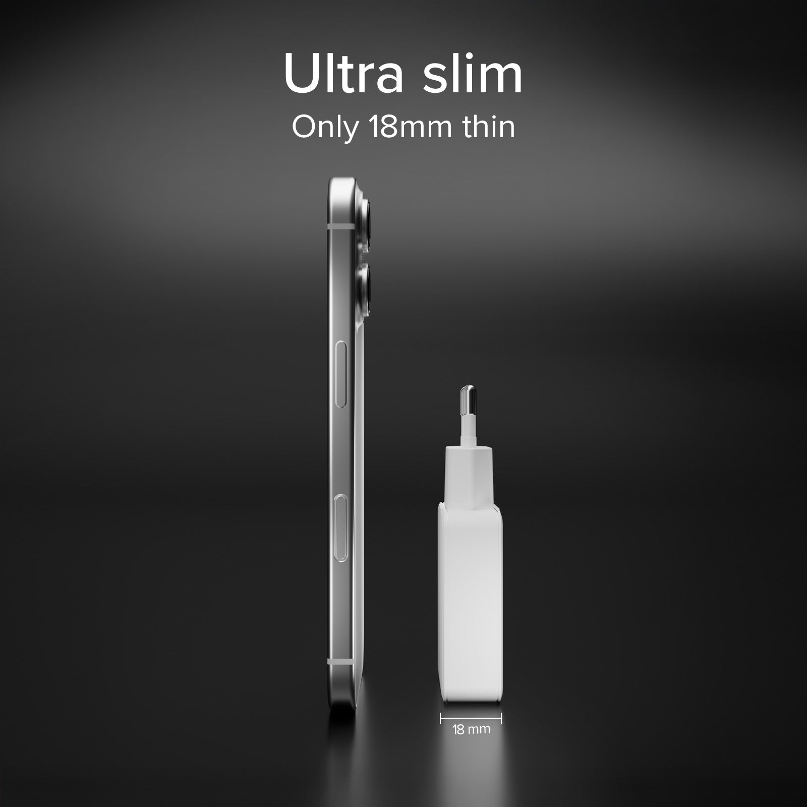 Ultra-slim 67 Watt GaN charger with two USB-C Power Delivery ports, European plug