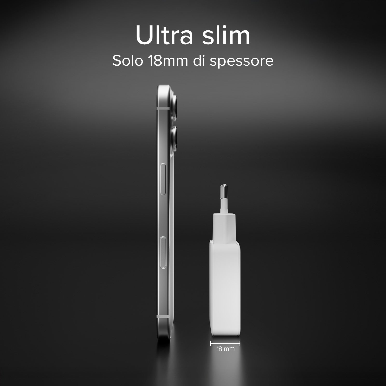 Ultra-slim 67 Watt GaN charger with two USB-C Power Delivery ports, European plug