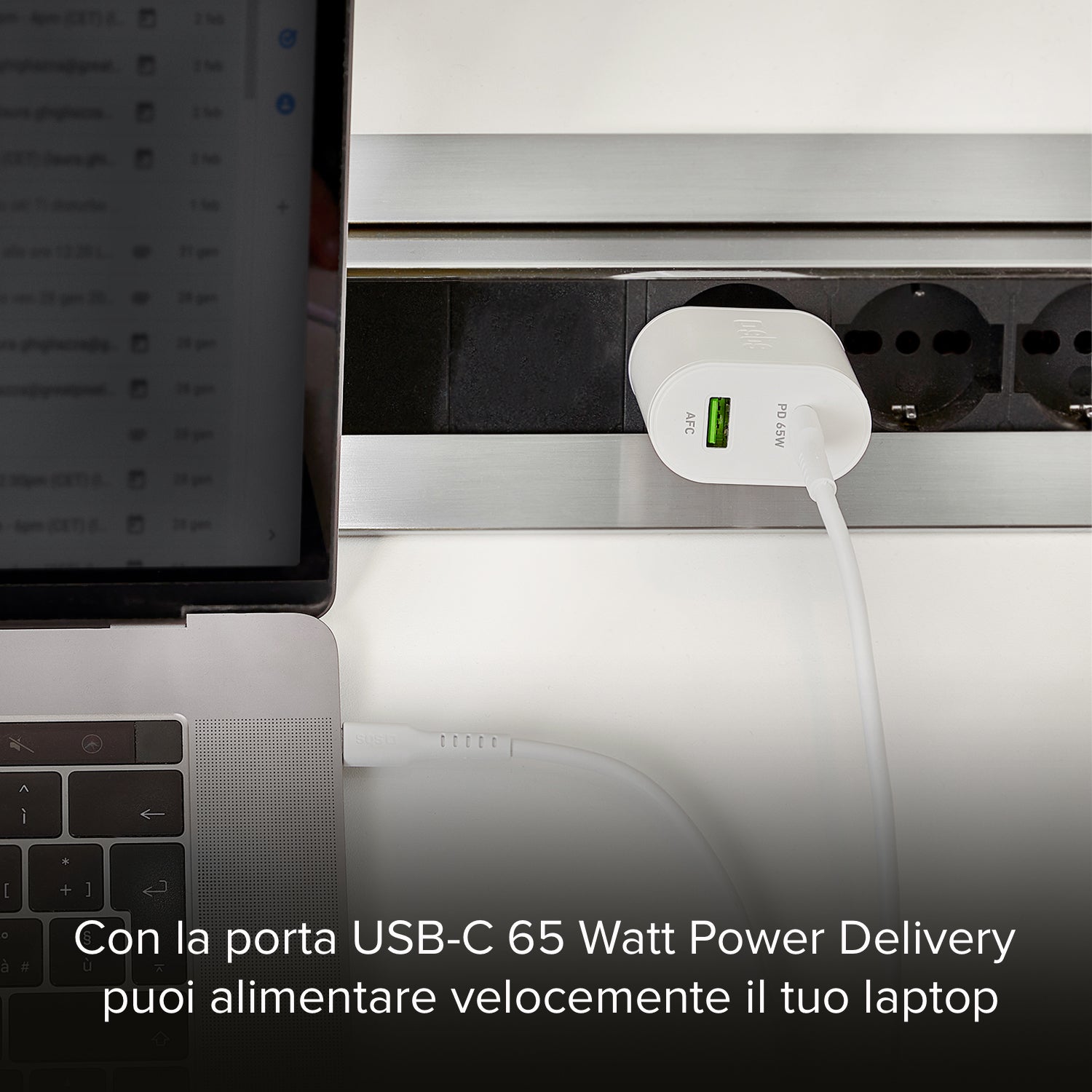 Caricabatterie caricatore GaN 65W - Ricarica ultra rapida con Power Delivery