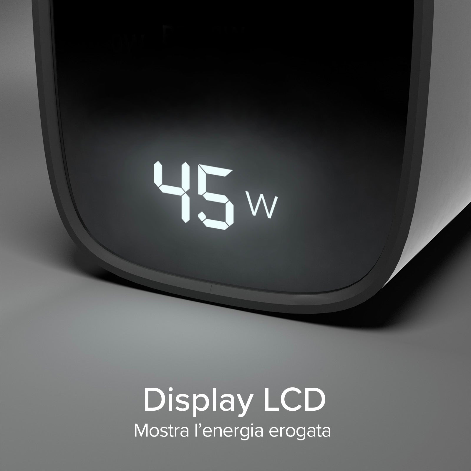 Caricatore caricabatterie 45 Watt con display integrato