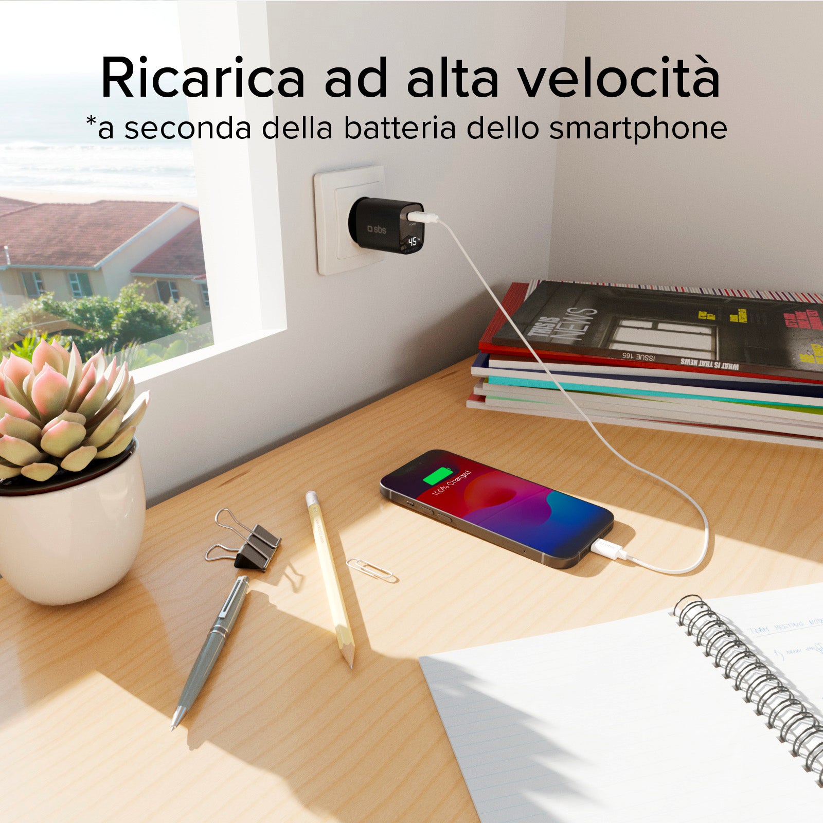 Caricatore caricabatterie 45 Watt con display integrato