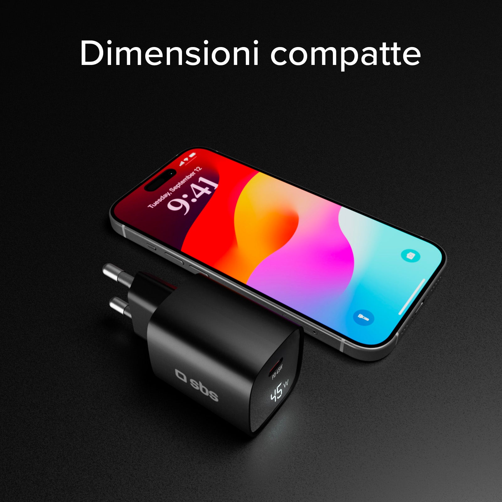 Caricatore caricabatterie 45 Watt con display integrato