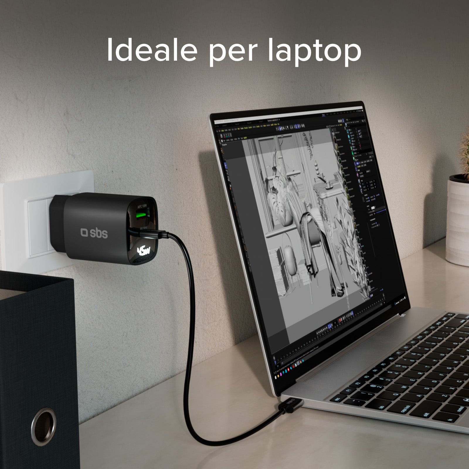 Caricatore caricabatterie 45 Watt con display integrato