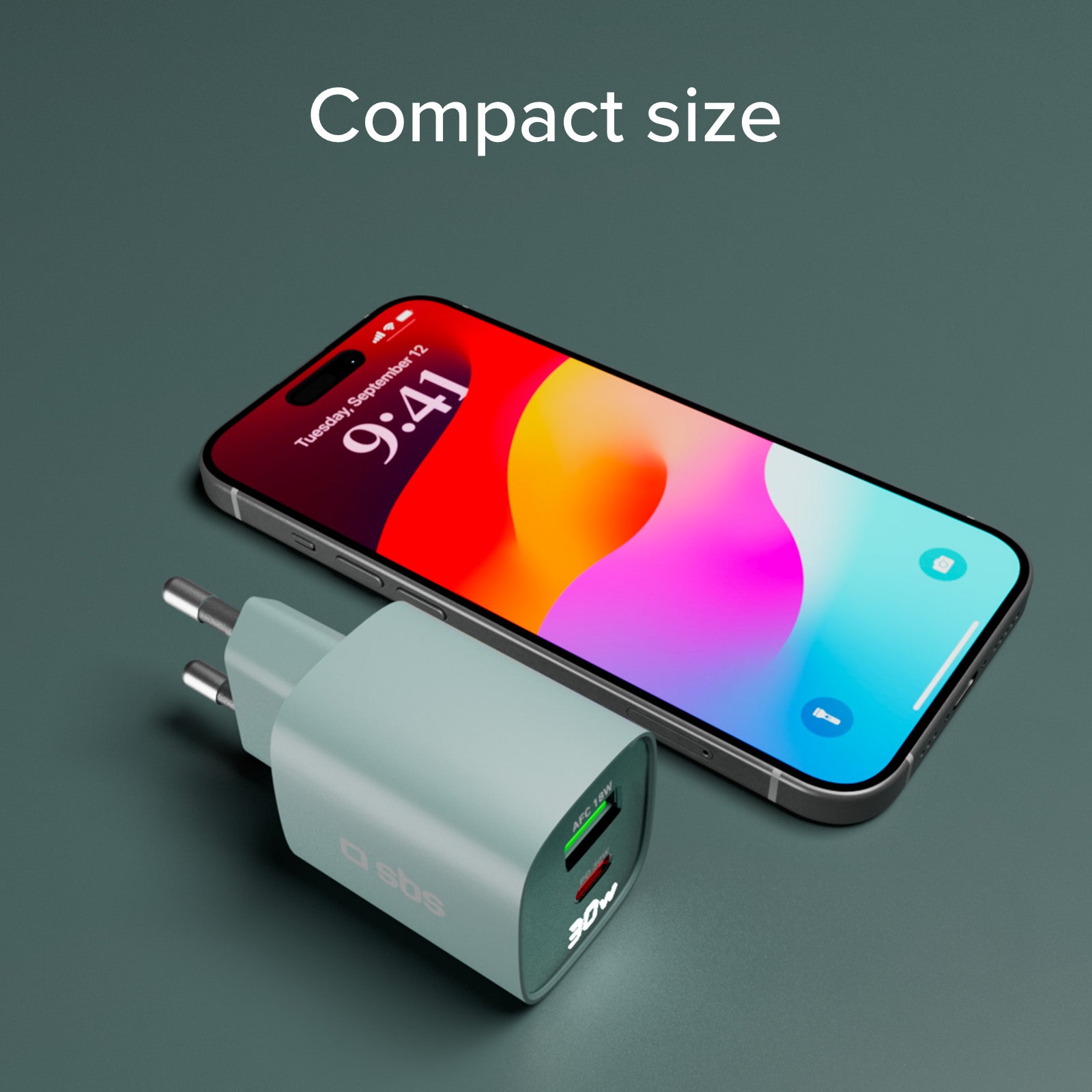 Cargador de pared con pantalla LCD, 1 salida USB-C PD de 30 W, 1 salida USB-A de 18 W