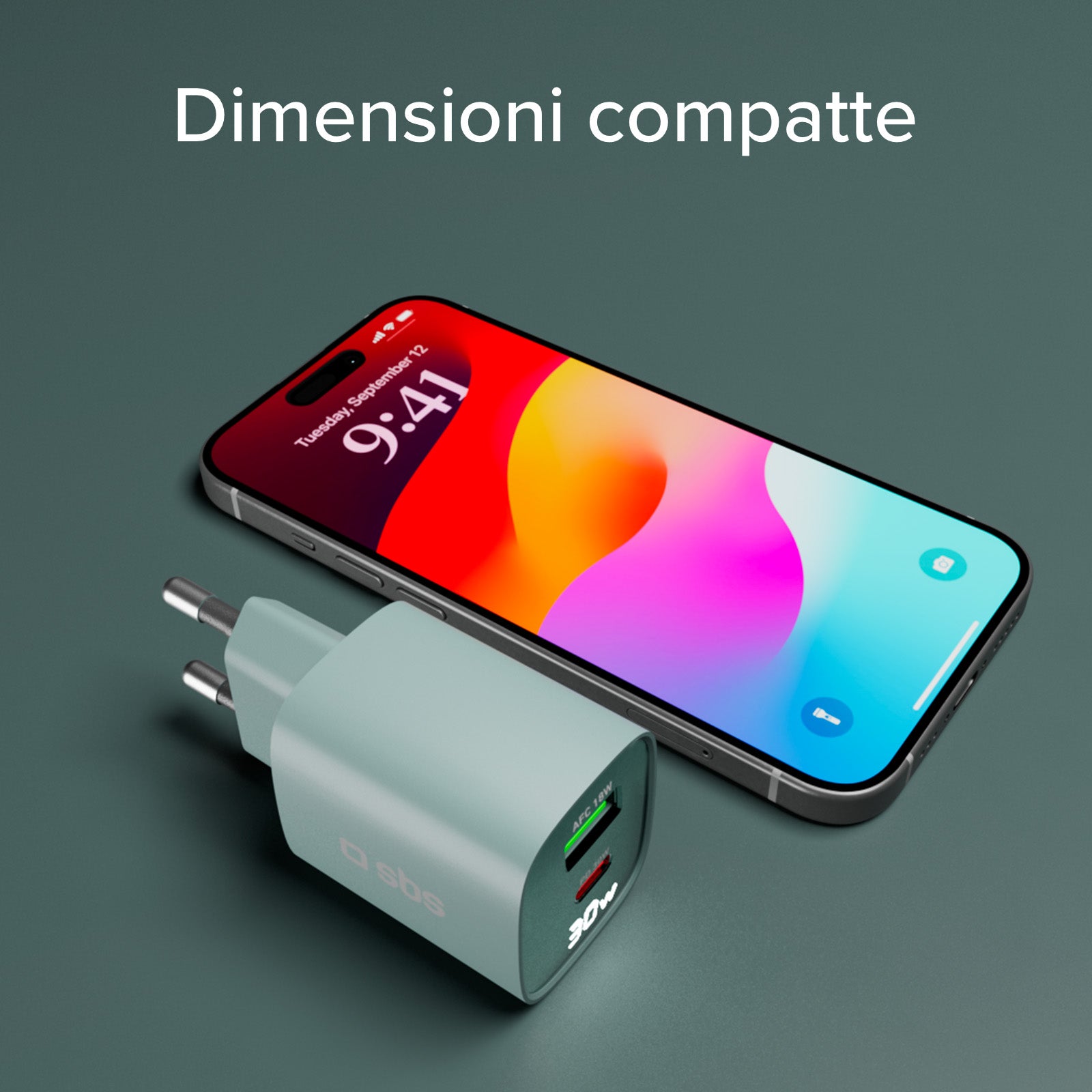 Caricabatterie da muro, schermo LCD, 1 uscita USB-C PD 30W, 1 uscita USB-A 18W