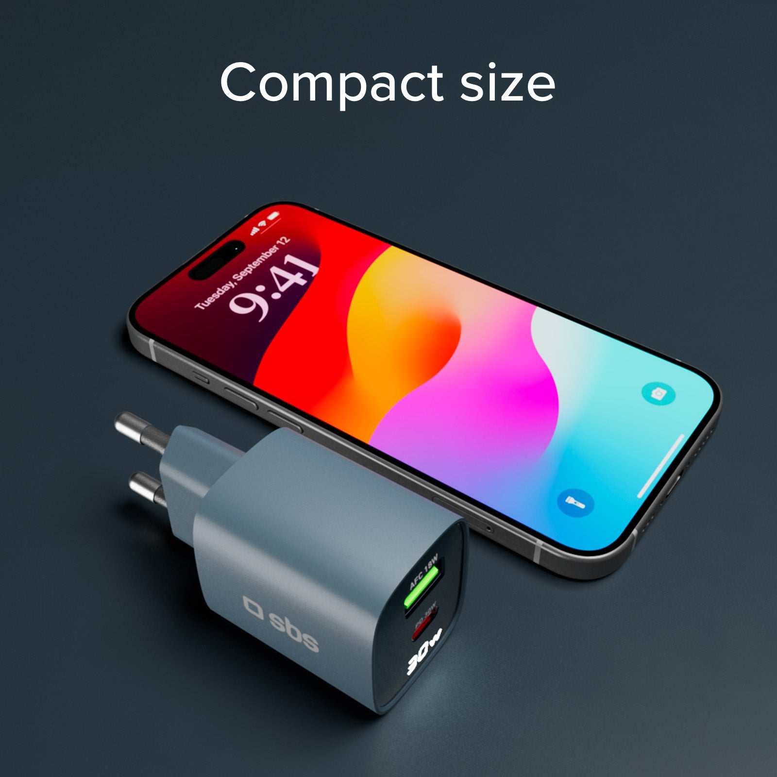 Cargador de pared con pantalla LCD, 1 salida USB-C PD de 30 W, 1 salida USB-A de 18 W