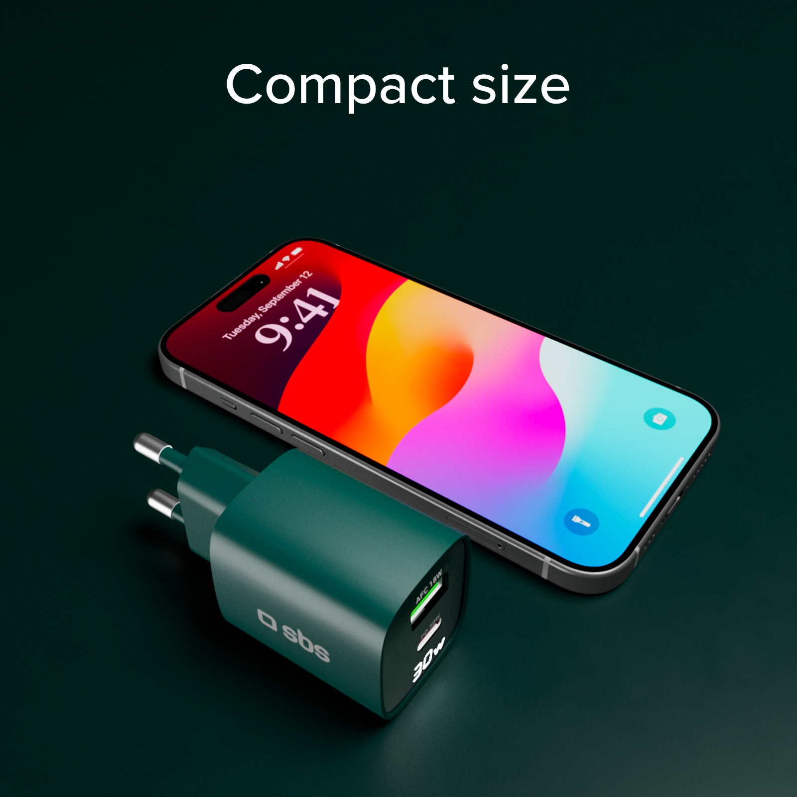 Cargador de pared con pantalla LCD, 1 salida USB-C PD de 30 W, 1 salida USB-A de 18 W