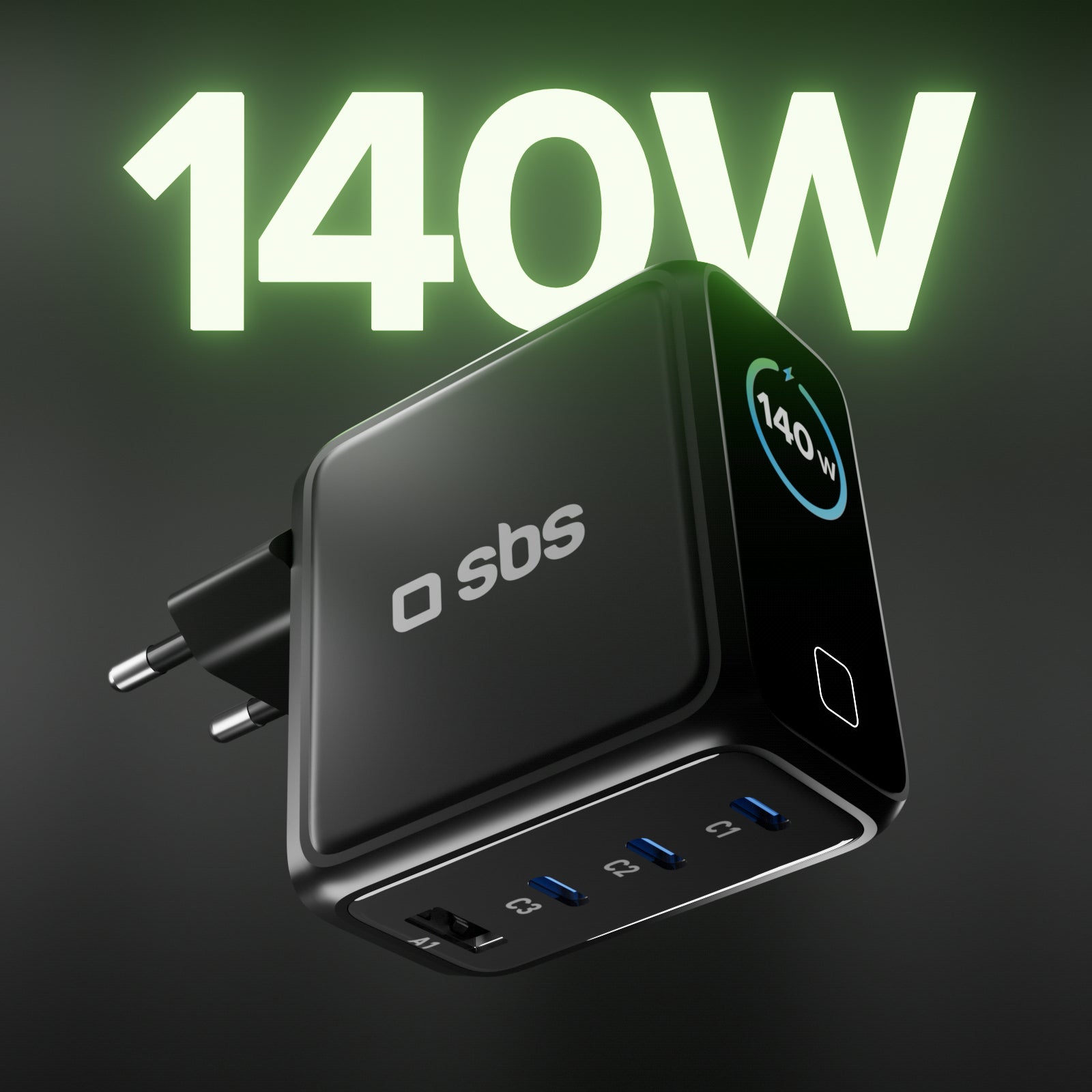 140W GaN Charger with TFT Colour Display