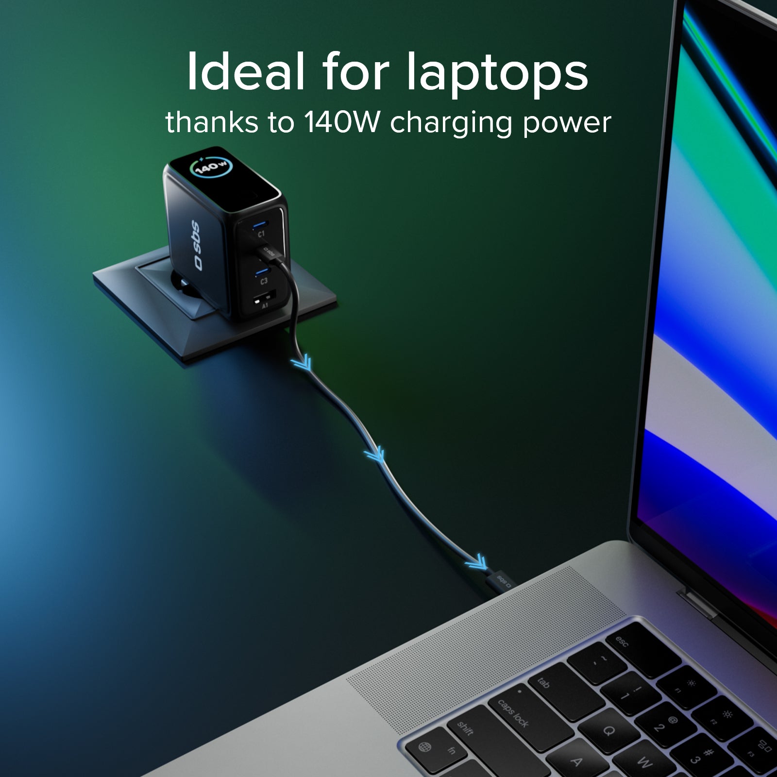 Chargeur GaN 140 W avec écran couleur TFT