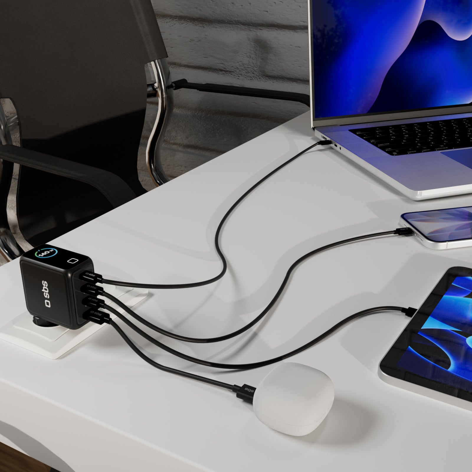 Chargeur GaN 140 W avec écran couleur TFT