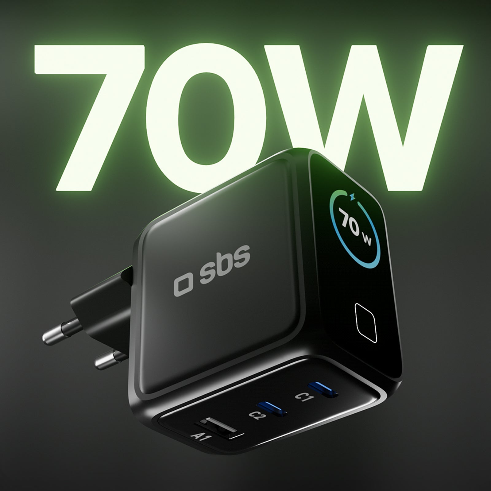 Caricatore USB-C Smart da 70 W con display TFT e Power Control 2.0